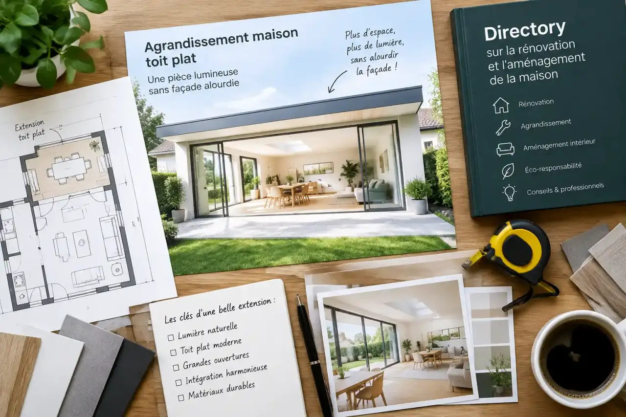 Agrandissement maison toit plat : une pièce lumineuse sans façade alourdie