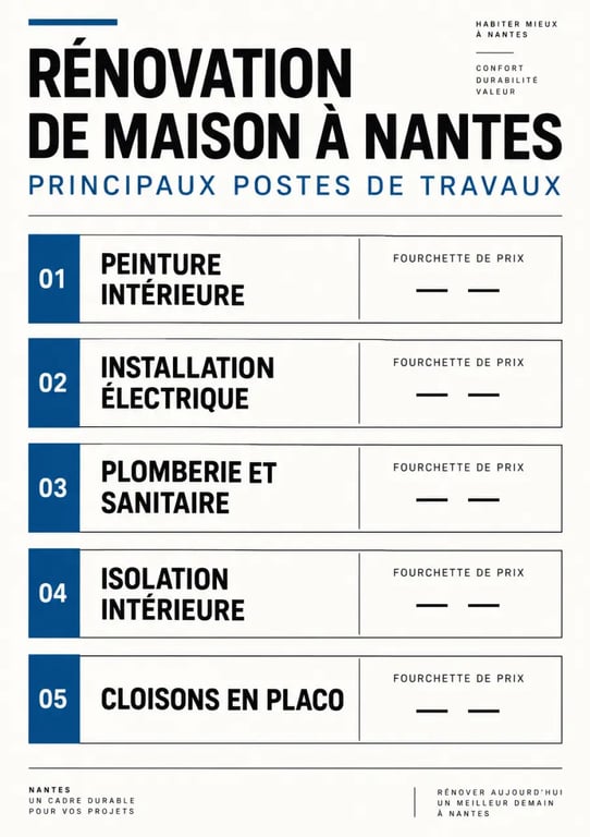 Infographie sur le budget d’une rénovation de maison à Nantes par poste de travaux