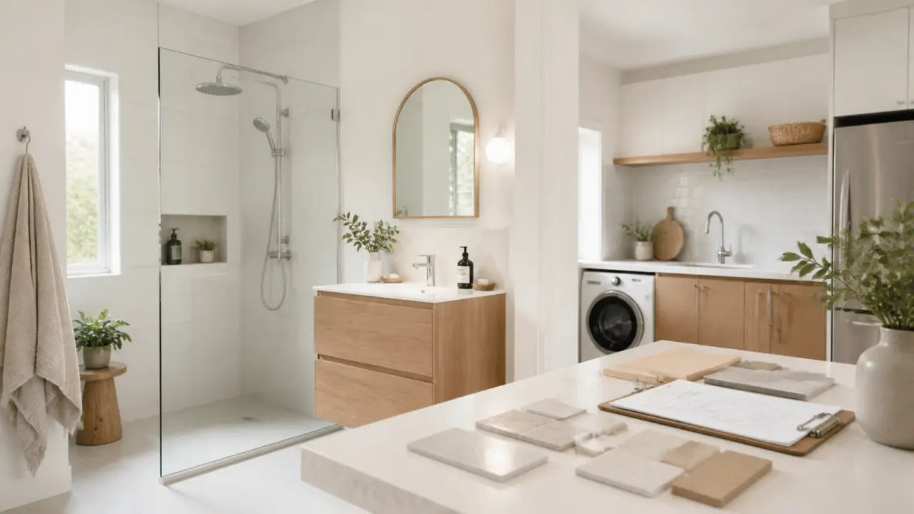 Illustration de rénovation des pièces humides dans une maison moderne