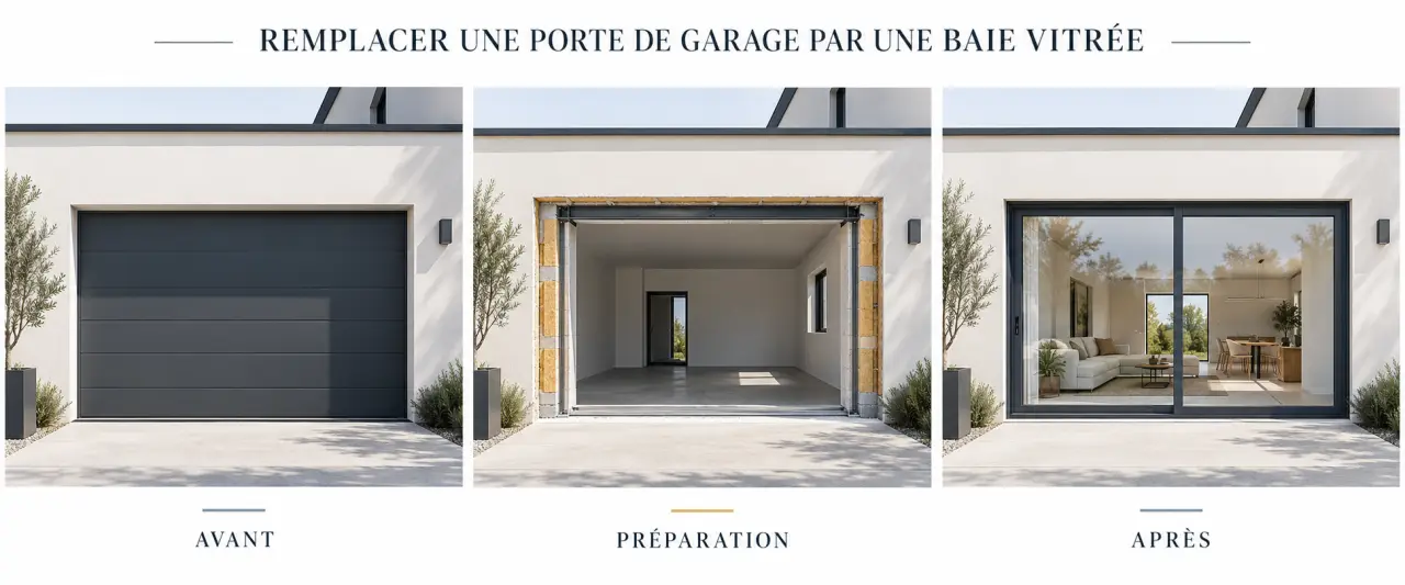 Remplacer une porte de garage par une baie vitrée : étapes de la transformation