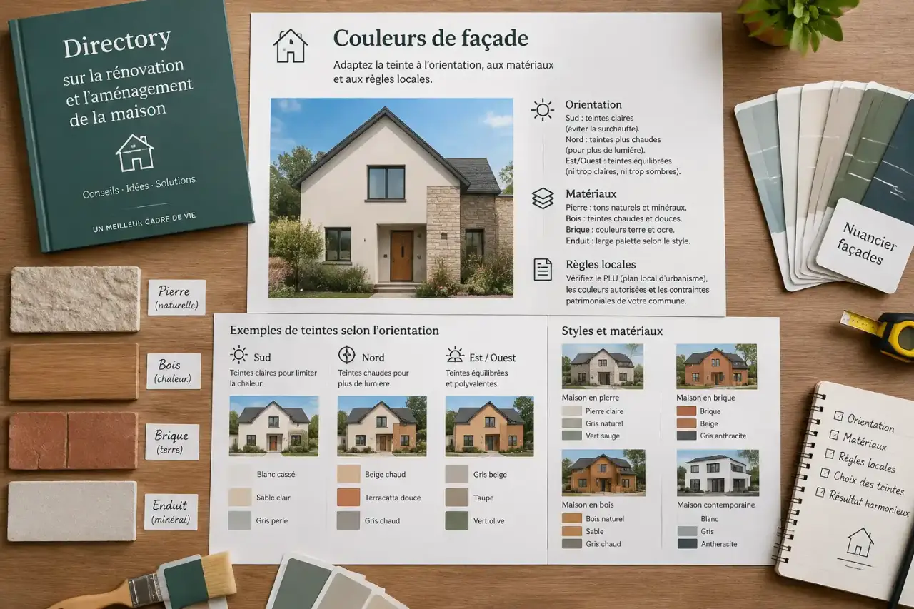 Couleurs de façade : adaptez la teinte à l’orientation, aux matériaux et aux règles locales